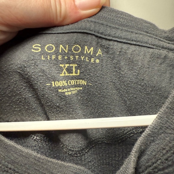 Sonoma Gray Men's Henley Shirt 100% cotton XL - Picture 3 of 4